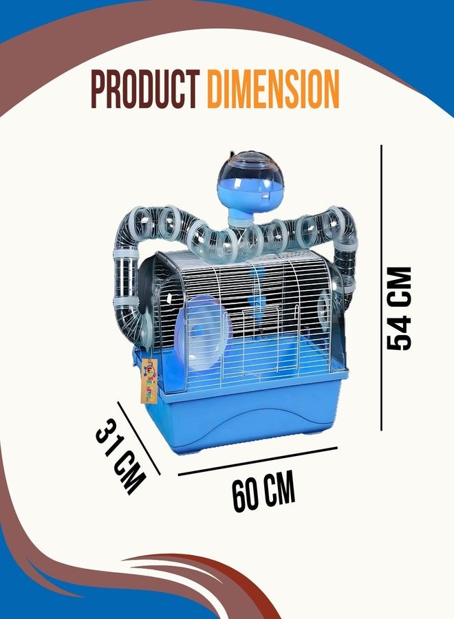 Western Era Hamster Cage with Mansion 1 Floor - Wired Top for Easy Viewing, Built-in Handle for Portability, Fully Ventilated, Safe & Secure Transport of Gerbils, Small Pets, Food Tray & Water Bottle - Image 3